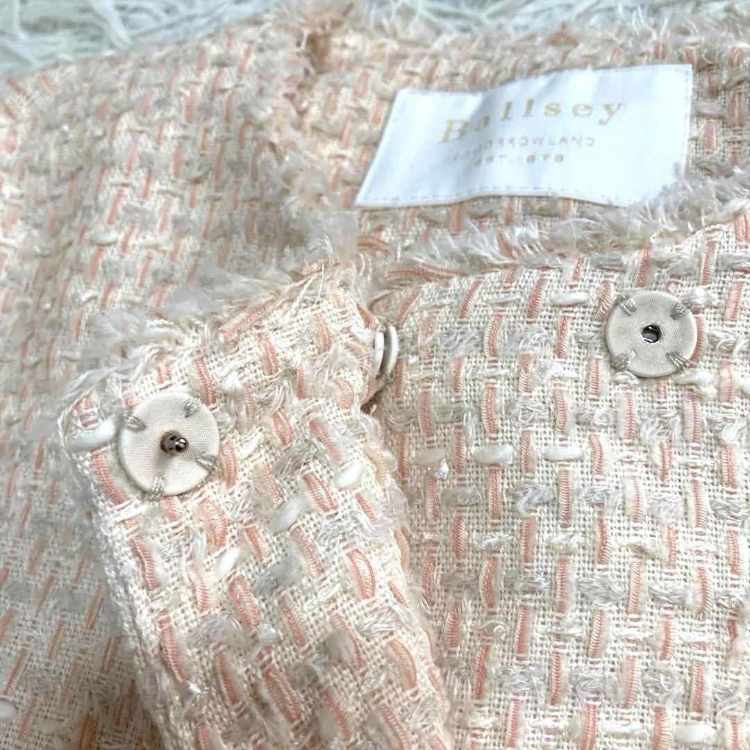 15299✨ボールジィ ミックスヤーン ノーカラーツイードジャケット