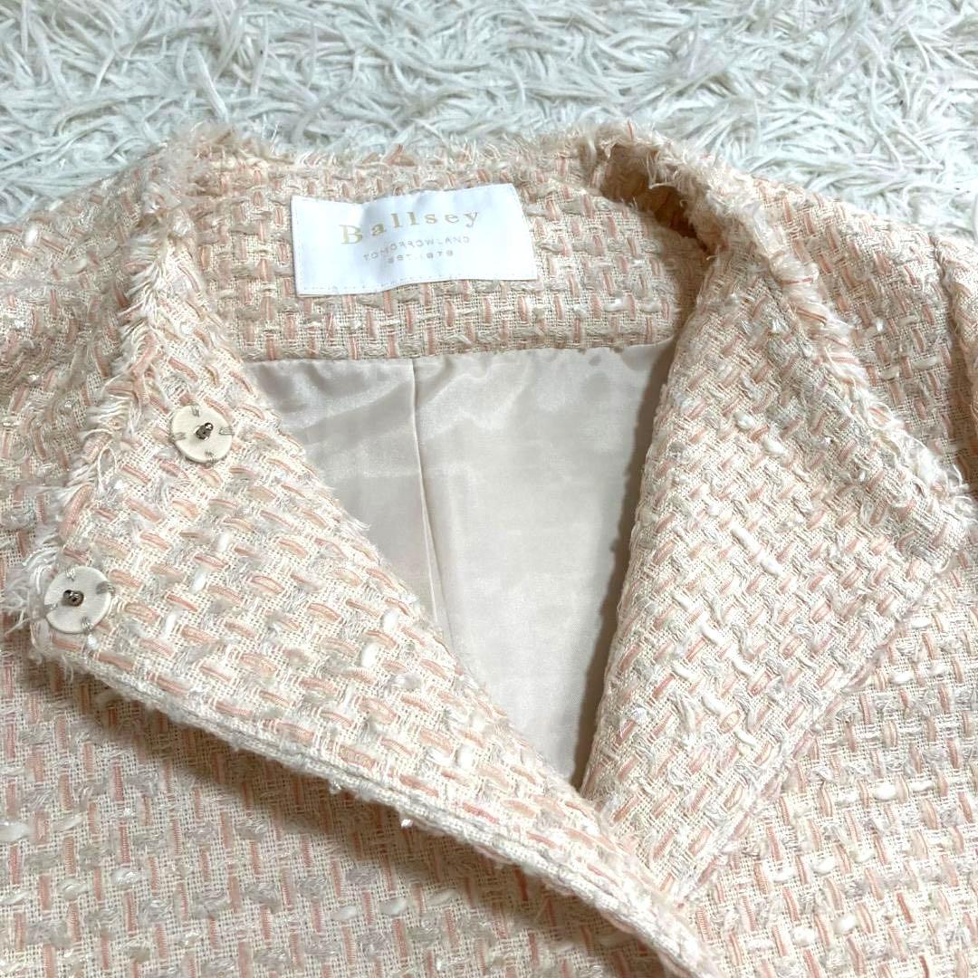 15299✨ボールジィ ミックスヤーン ノーカラーツイードジャケット