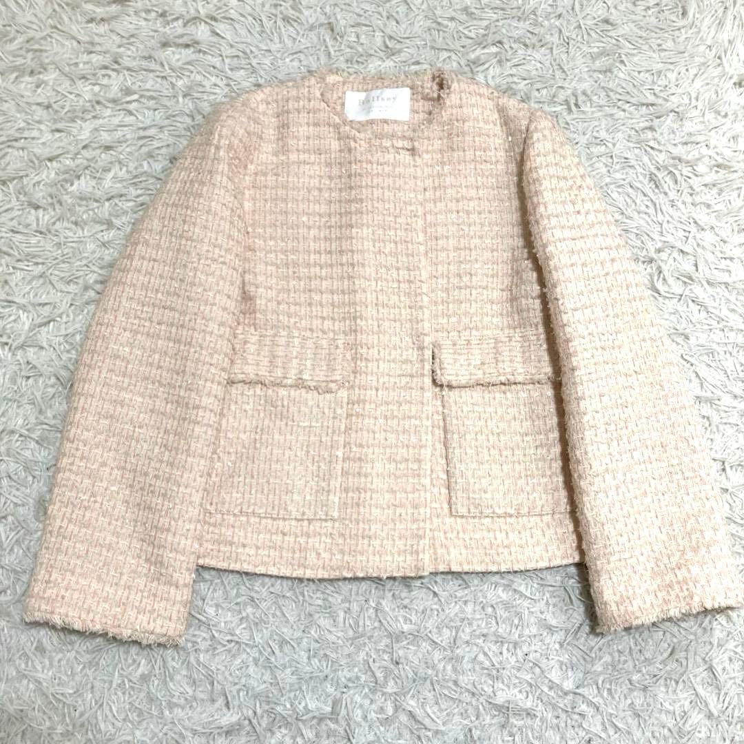 15299✨ボールジィ ミックスヤーン ノーカラーツイードジャケット