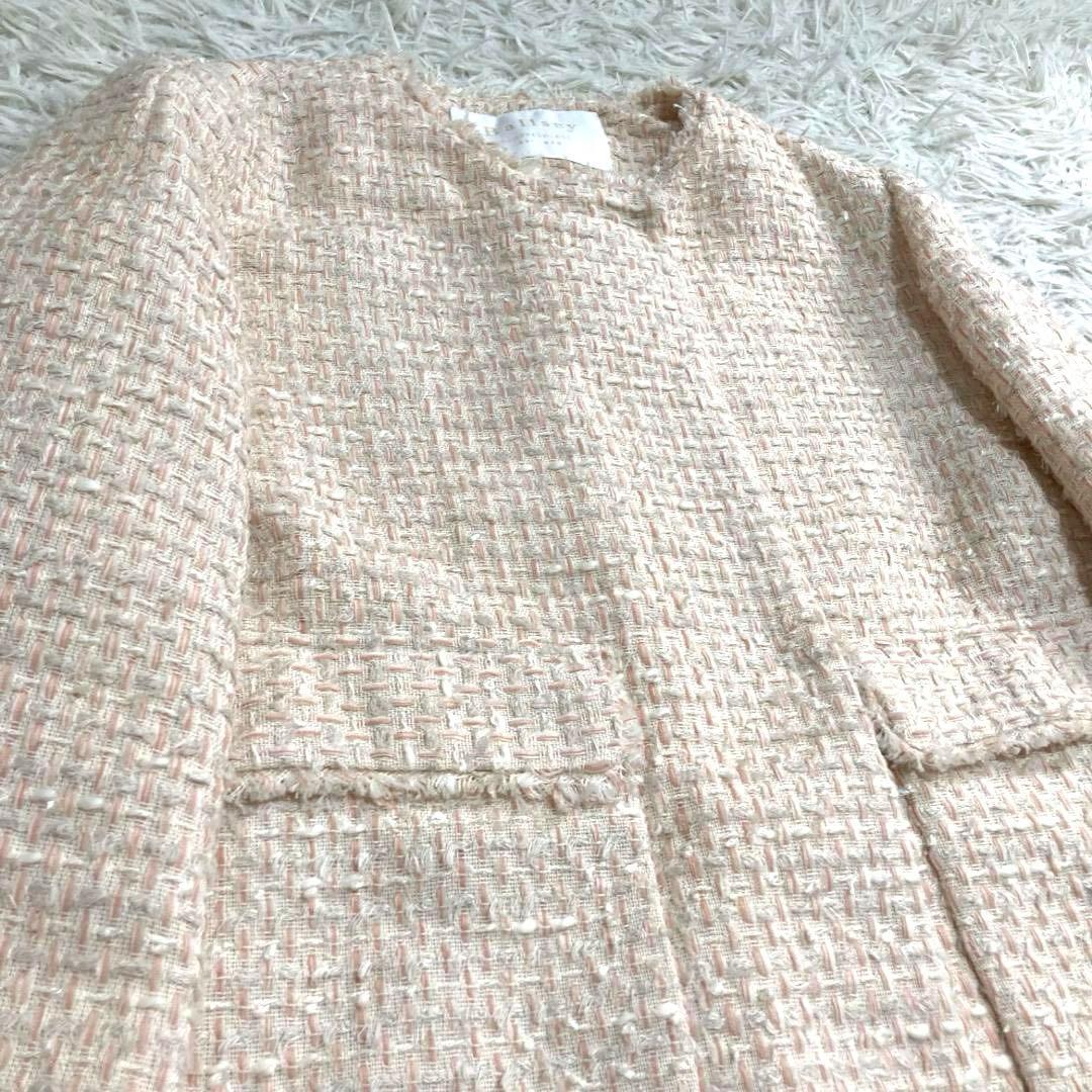 15299✨ボールジィ ミックスヤーン ノーカラーツイードジャケット