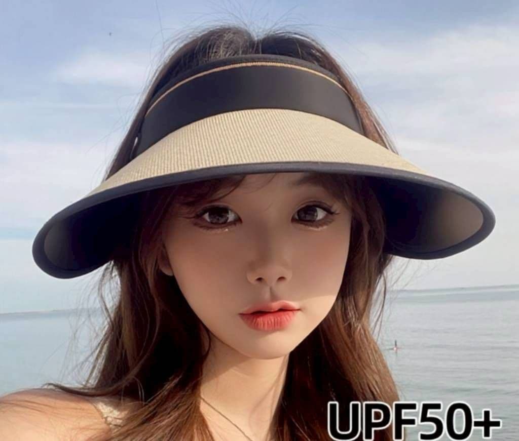 【新品】サンバイザー　折り畳み　紫外線　麦わら　サンカット　　UV 帽子　ゴルフ