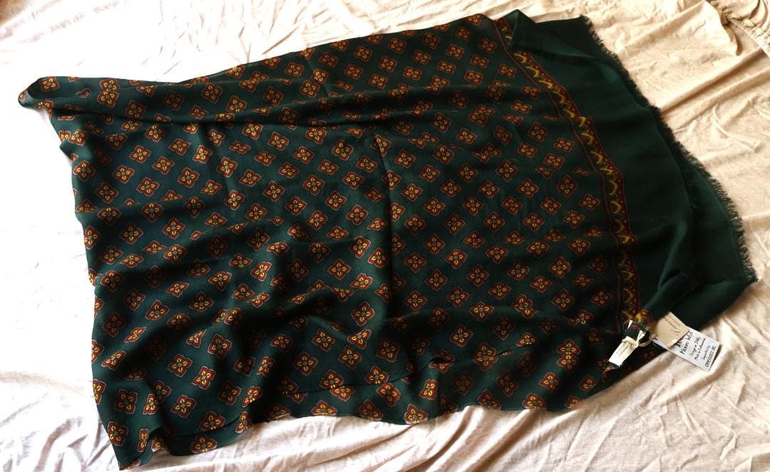 未使用 期間限定お値下げ イタリア カメルッチ・アルキヴィオ ダークグリーン小紋