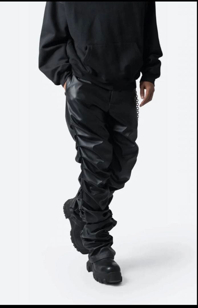 MNML スタック レザー パンツ 30