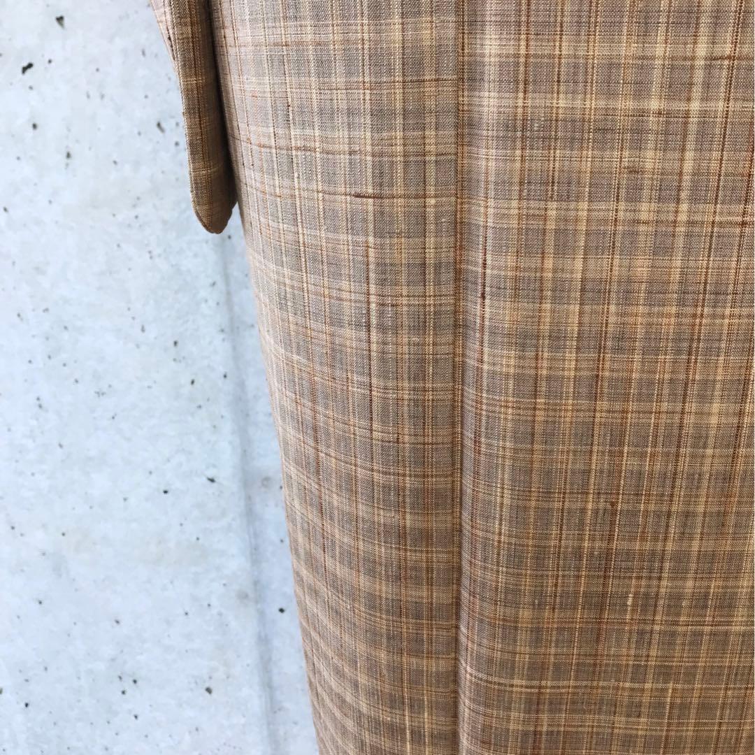 正絹　風合いのある上質な紬お着物　格子柄　袷