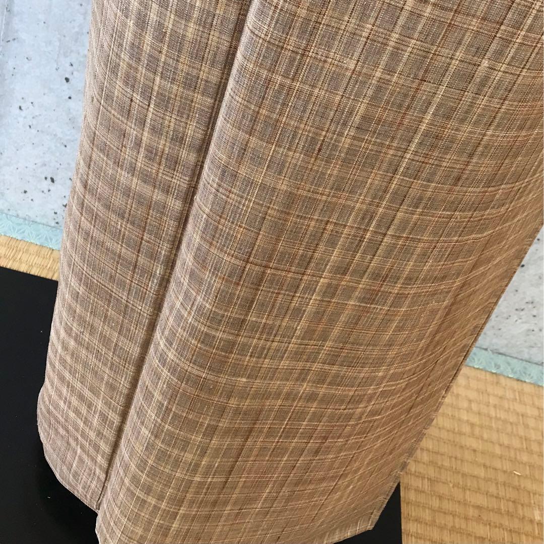 正絹　風合いのある上質な紬お着物　格子柄　袷