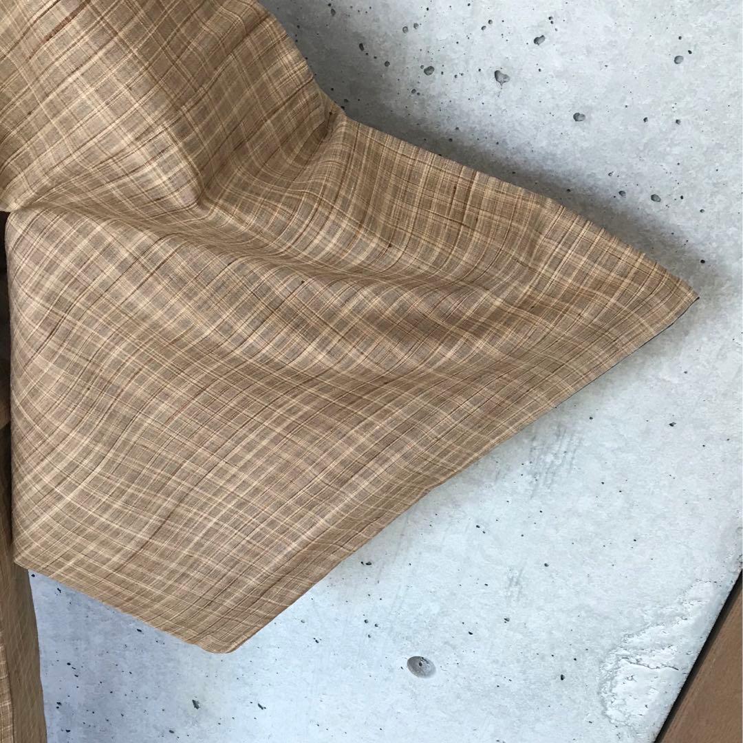 正絹　風合いのある上質な紬お着物　格子柄　袷