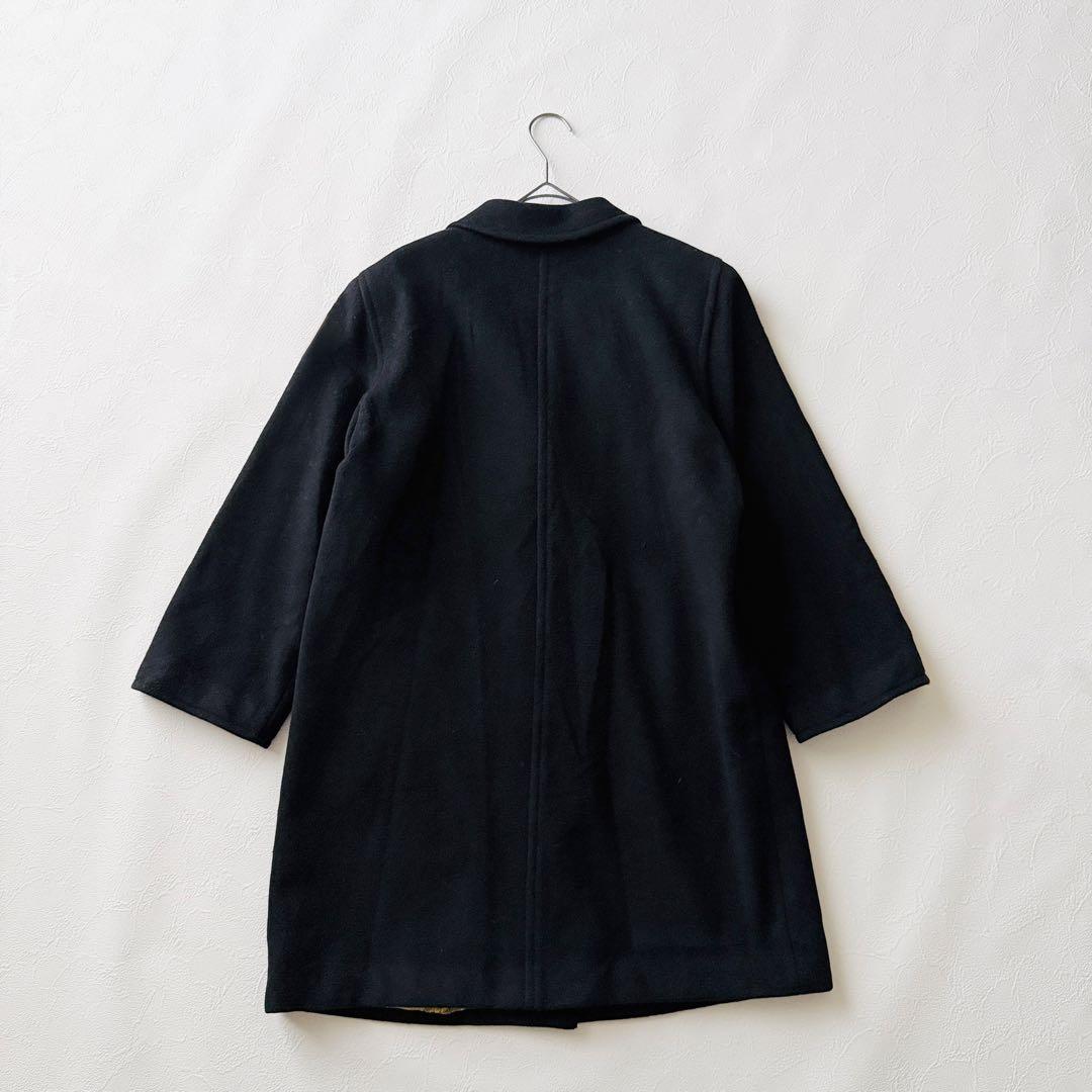 2508Z 美品 ヘルノ 裏地総柄コート カシミヤ混 ロング スカーフ柄 黒
