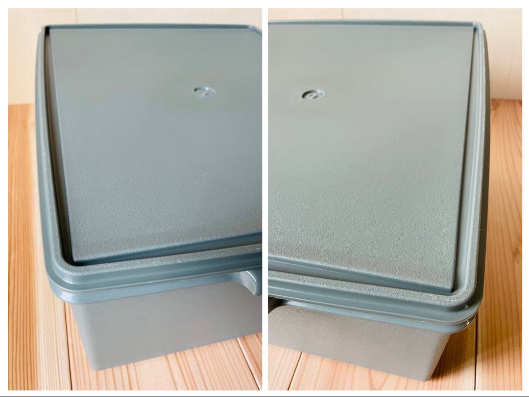 希少な美品/2個セット/送料込/タッパーウェア/ディープスーパーケース/緑/①