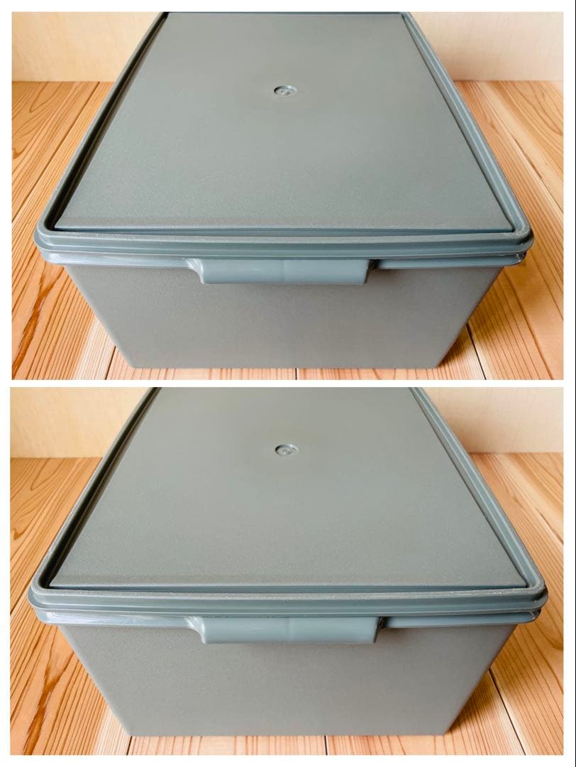 希少な美品/2個セット/送料込/タッパーウェア/ディープスーパーケース/緑/①