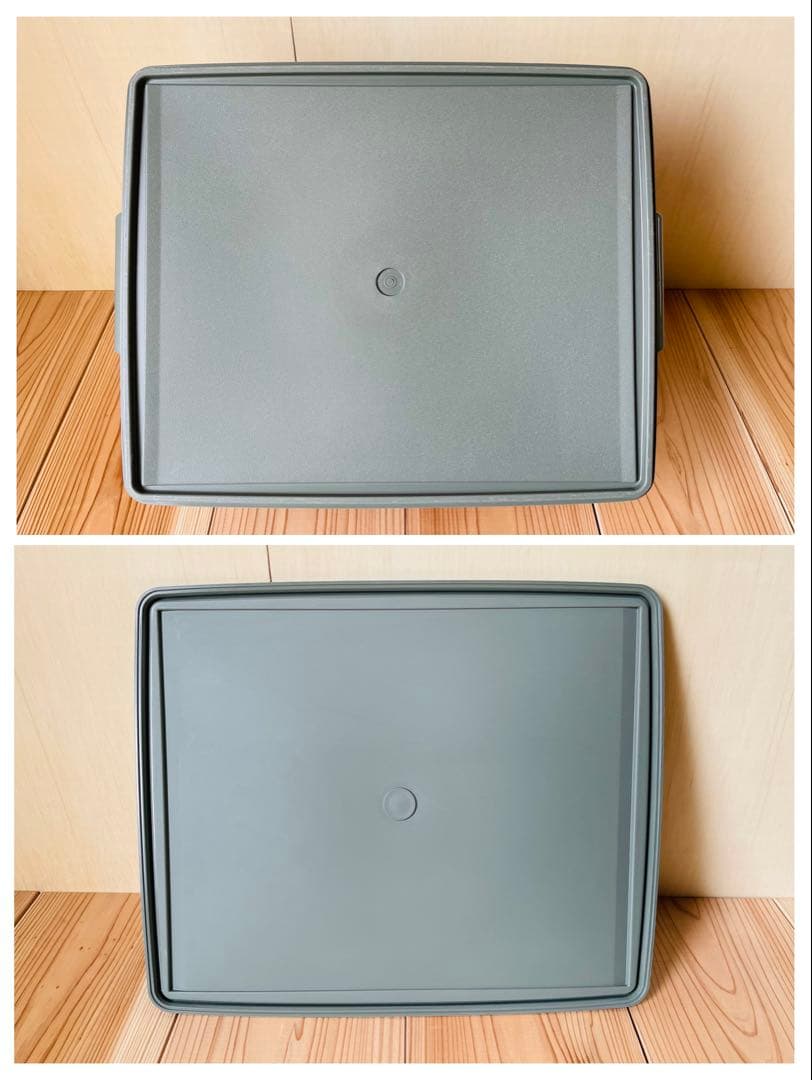 希少な美品/2個セット/送料込/タッパーウェア/ディープスーパーケース/緑/①