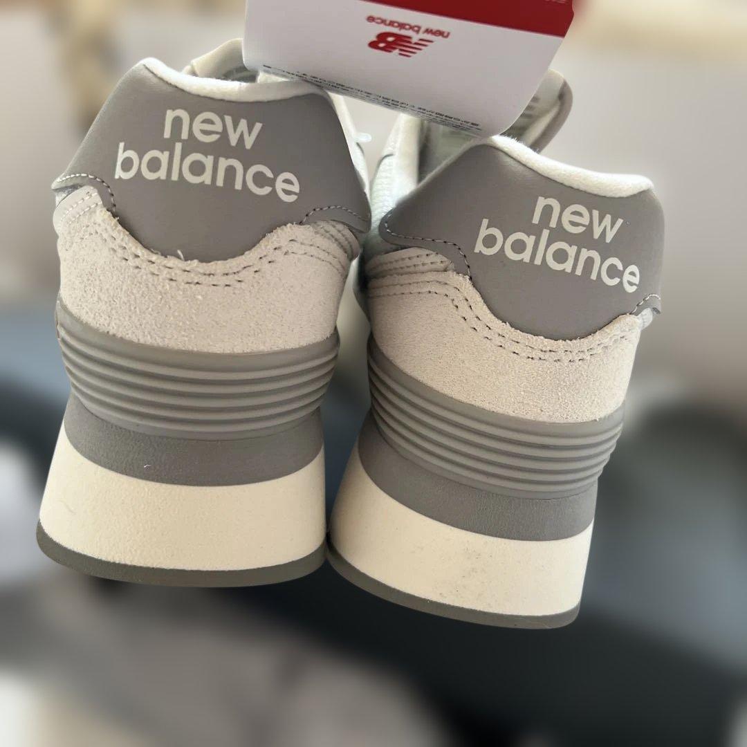 new balance 574 ホワイト/グレー厚底スニーカー　22.0