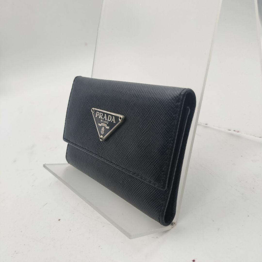 ◎プラダ　6連キーケース　サフィアーノ　トライアングルロゴ　ブラック