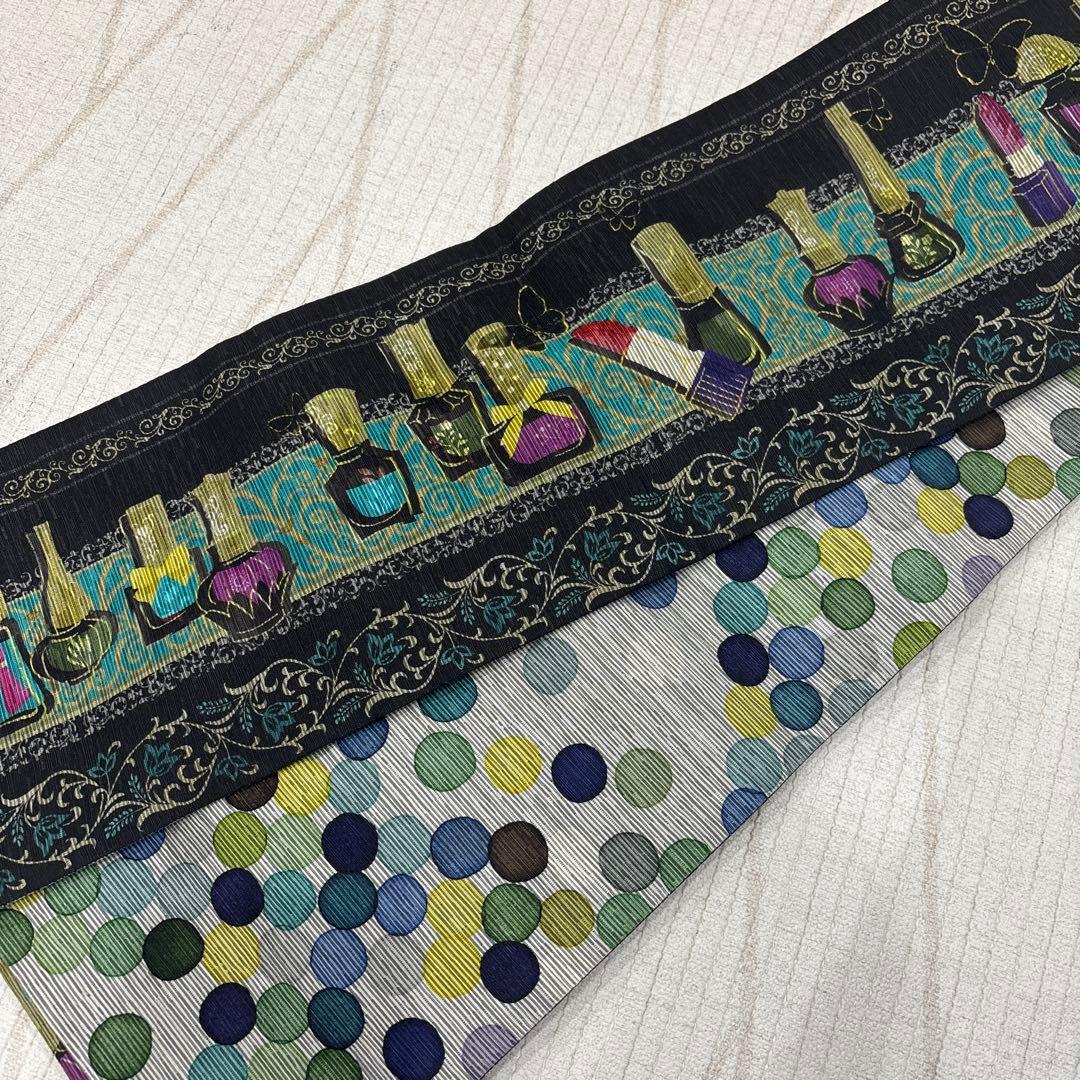 おしゃれ！　最終価格　半幅帯　正絹　ブランド　召しませ花 nail polish