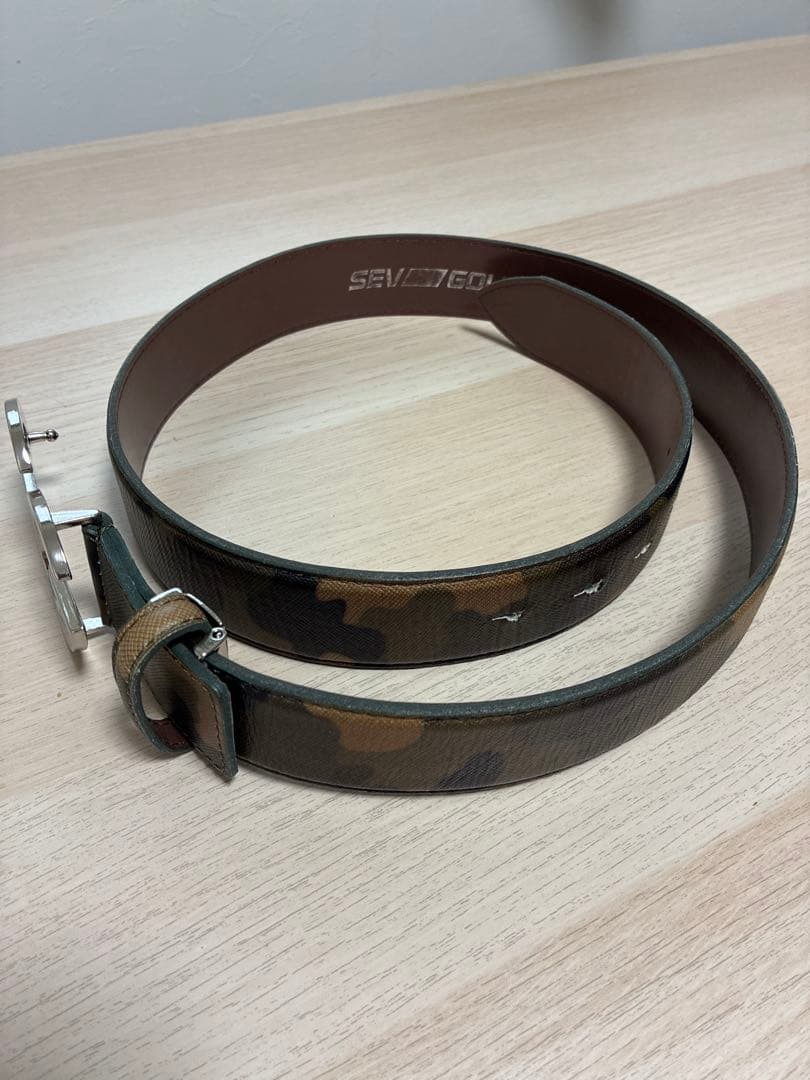 SEV GOLF セブゴルフ ベルト カモ柄 シルバーバックル ユーズド