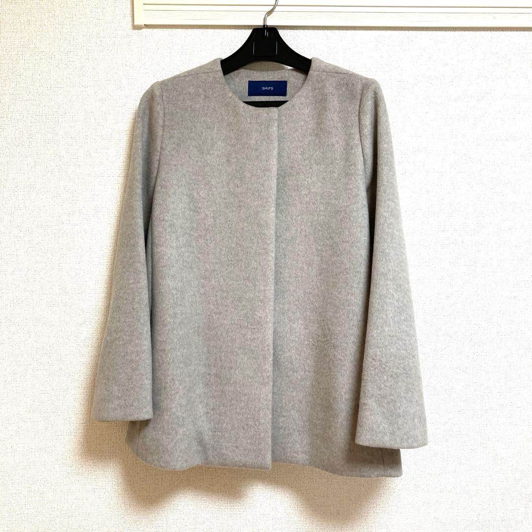 SHIPS ノーカラーショートコート