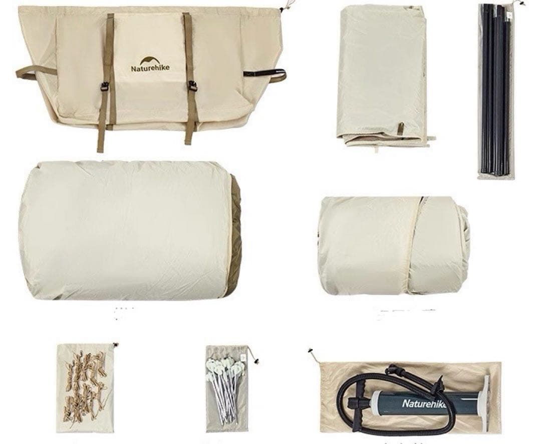 Naturehike 車一体型防水キャンプテント ベージュ(設営簡単 超美品)