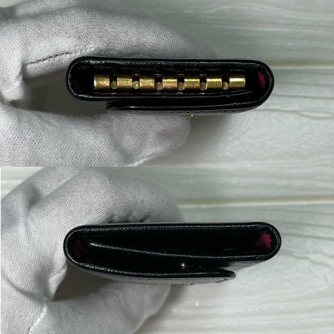 ✨美品✨ プラダ キーケース 6連 サフィアーノレザー バイカラー 黒 ピンク