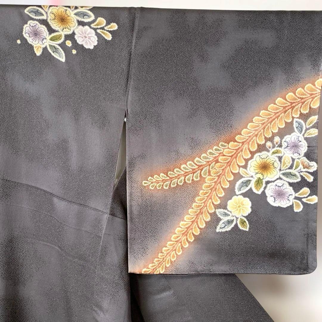 着物-辻が花着物61【未使用・しつけ付き】辻が花の訪問着 正絹 グレー系 高級品