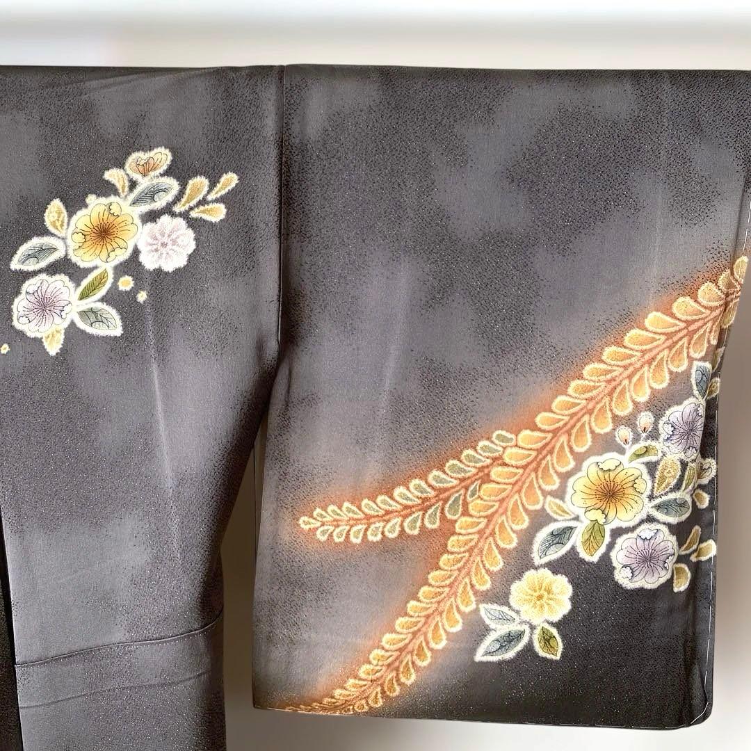 着物-辻が花着物61【未使用・しつけ付き】辻が花の訪問着 正絹 グレー系 高級品