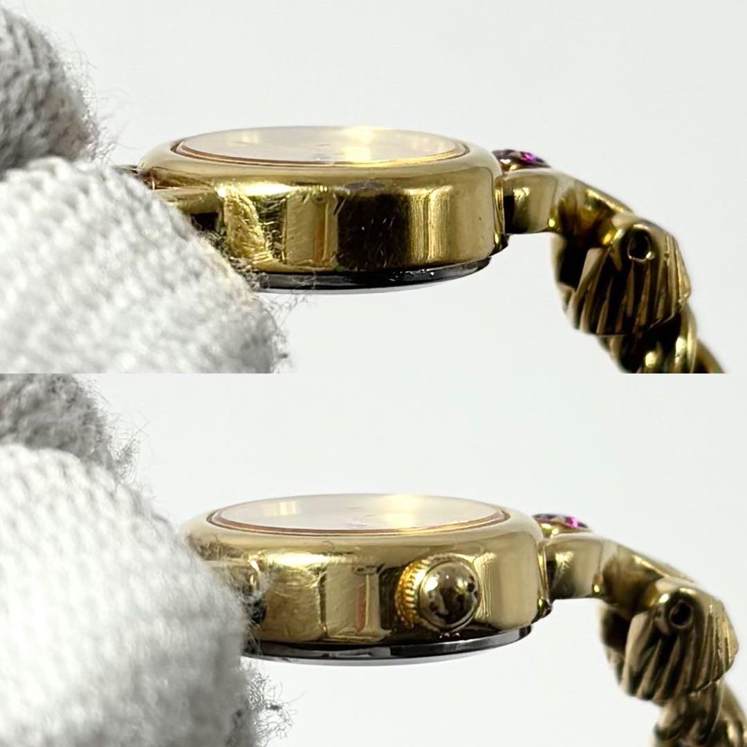 【稼動】 SEIKO 腕時計 レディース ブレスウォッチ ストーン ゴールド