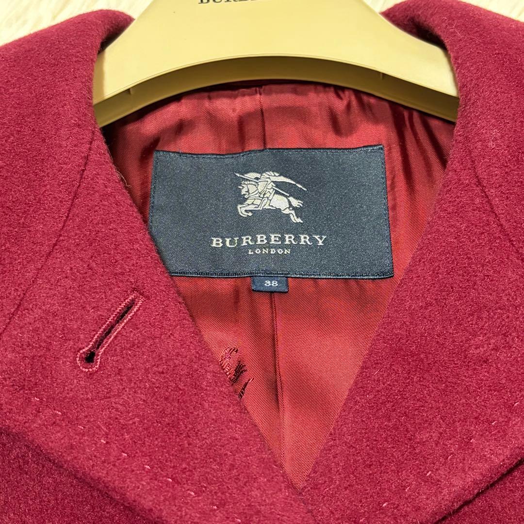 美品　バーバリーロンドン　ホースロゴ　チェック　カシミヤ混　羊毛　コート