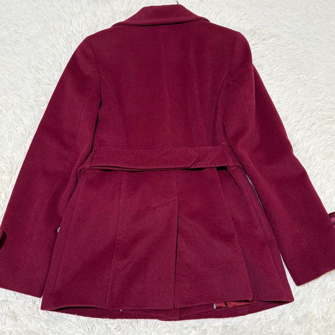 美品　バーバリーロンドン　ホースロゴ　チェック　カシミヤ混　羊毛　コート