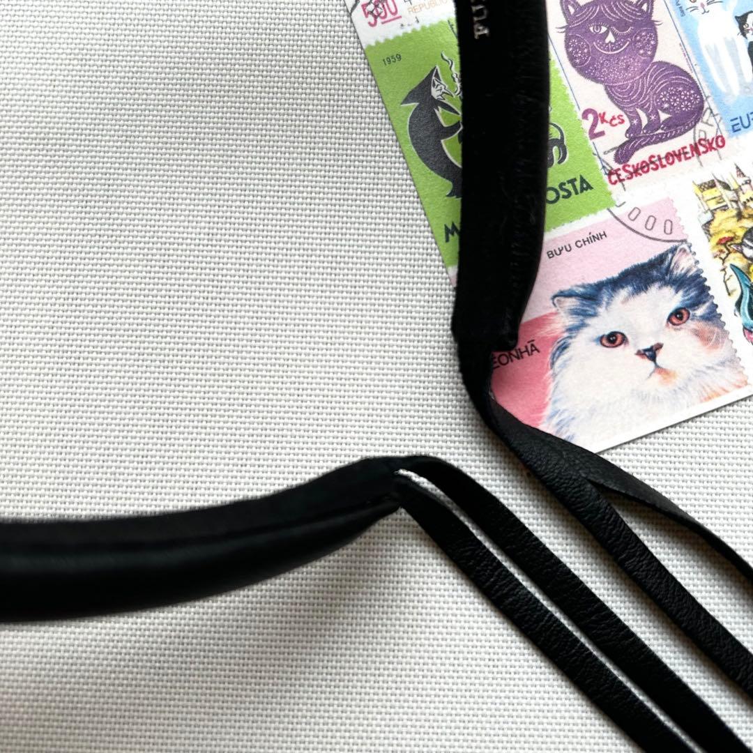 極美品　21/AW　フミエタナカ レザーフリンジヘッドバンド　カチューシャ　黒