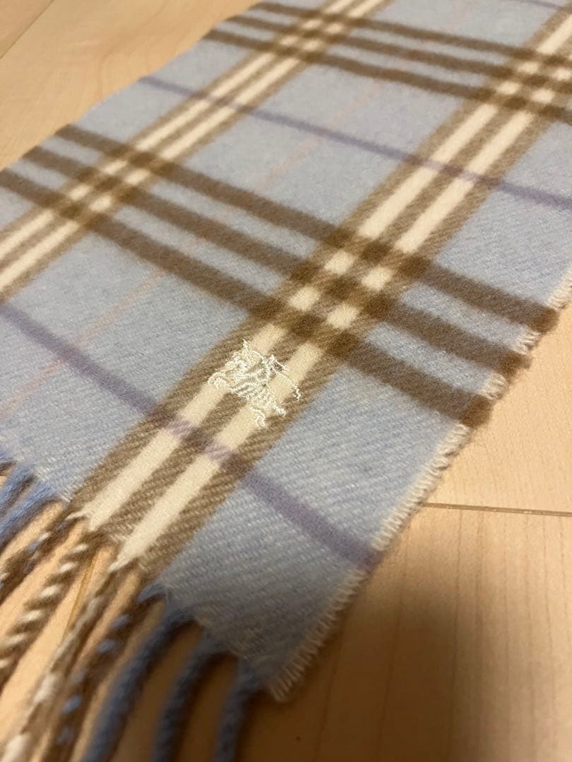 BURBERRY　バーバリー　マフラー　カシミア10％　水色　未使用に近い　小さ