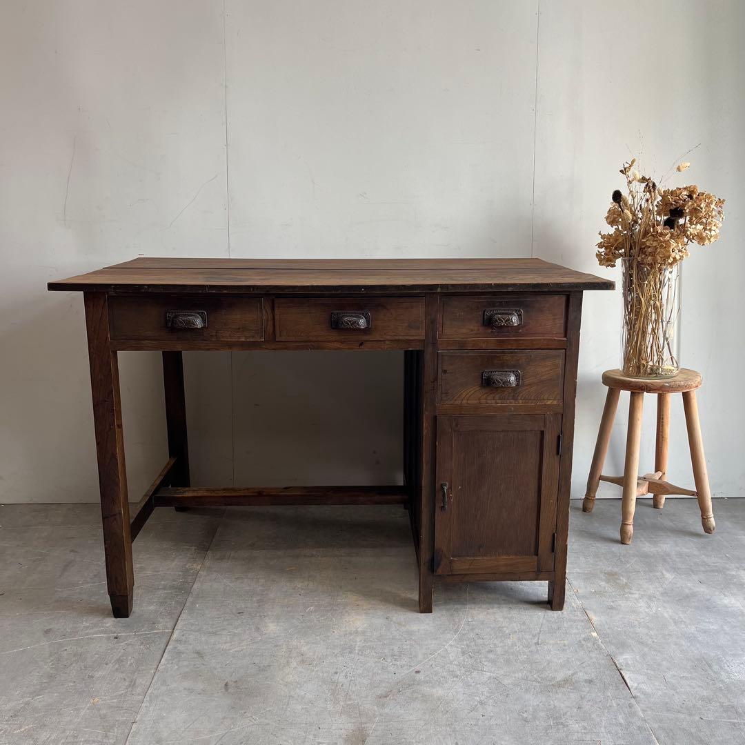 アンティーク 片袖机 デスク テーブル 昭和レトロ z483