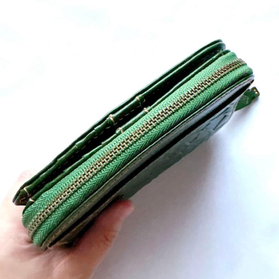 【美品】ダコタ 二つ折り財布 リリーヴォ Dakota 七宝柄 グリーン 緑