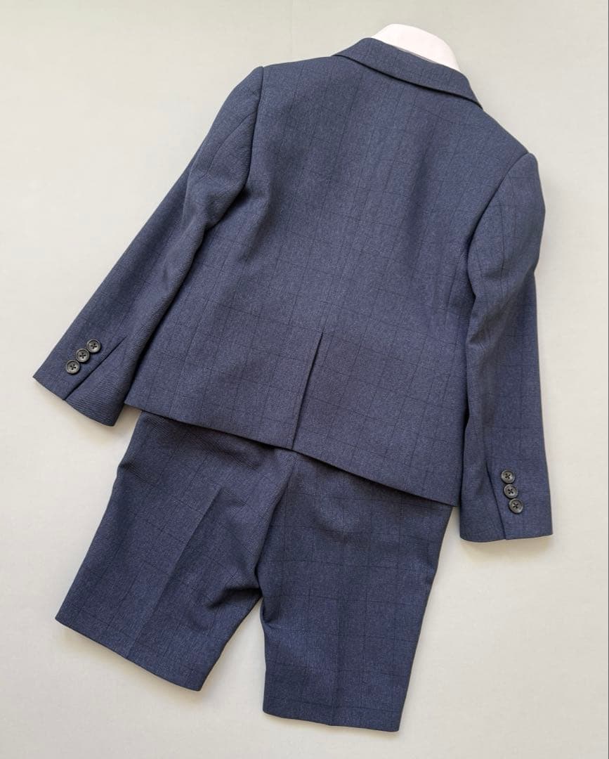【美品】プティマイン☆ フォーマル紺ジャケット+ショートパンツセット 120