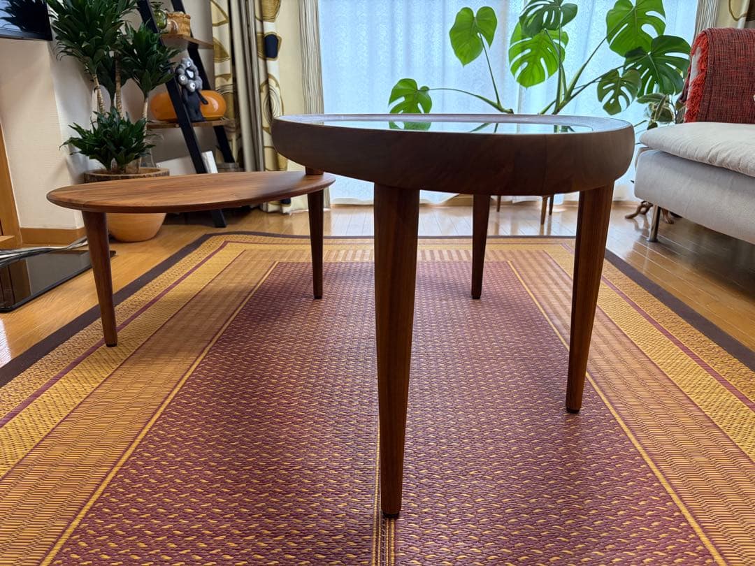 【再掲載】送料・設置込み！KEYUCA 木製ガラスセンターテーブル