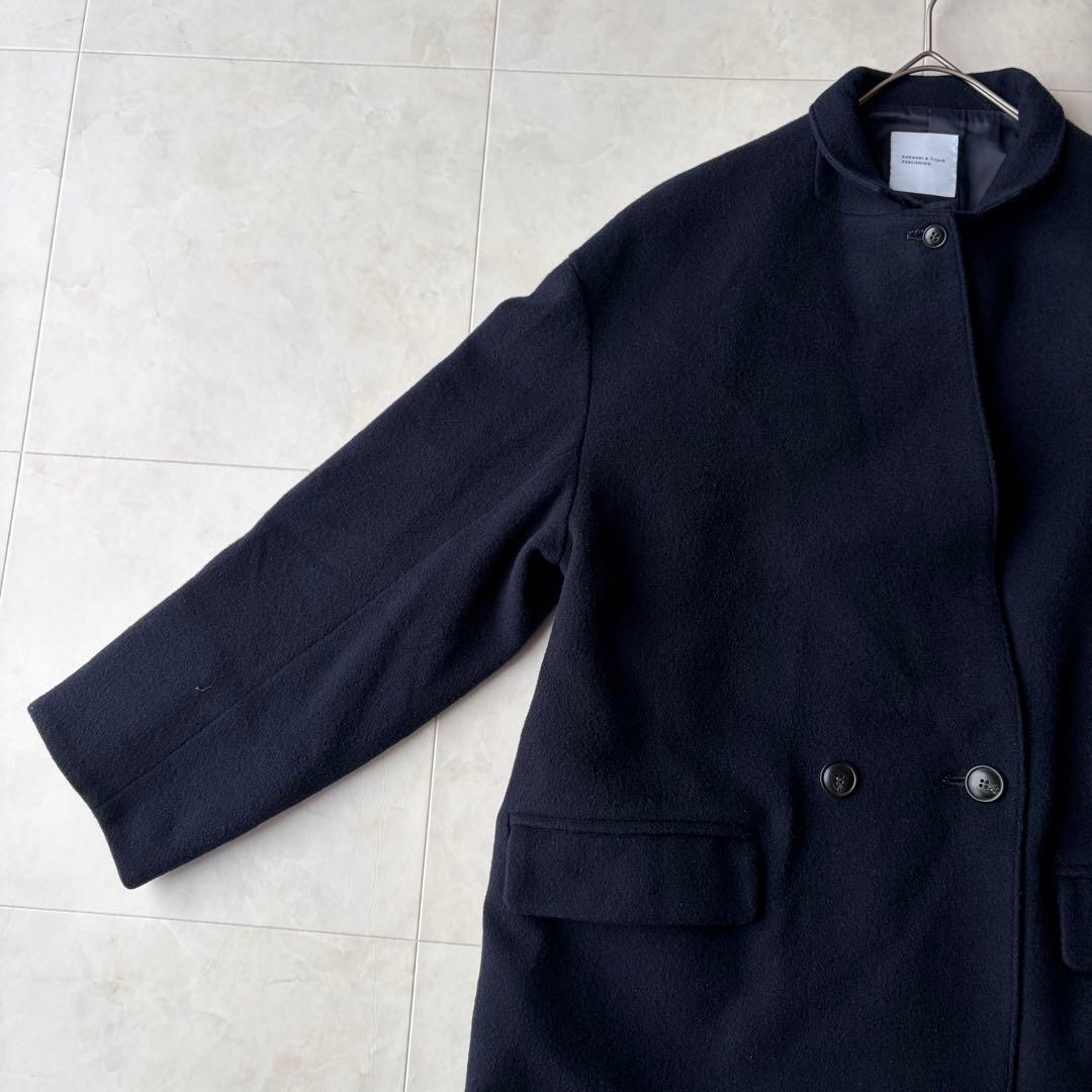北欧 暮らしの道具店 3WAY 襟のかろやかチェスターコート 濃紺 ネイビー F