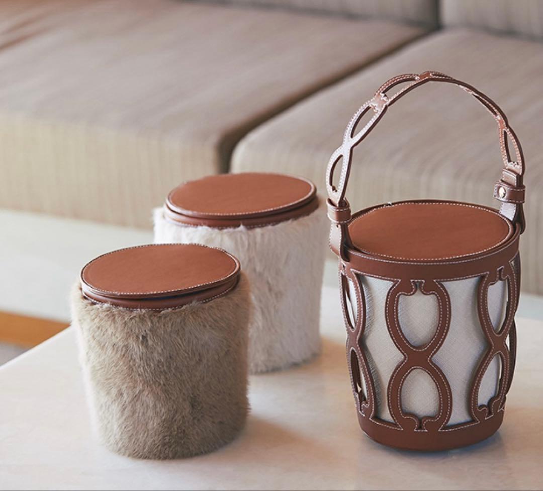 セブンテン　カットワークレザーバケットバッグ