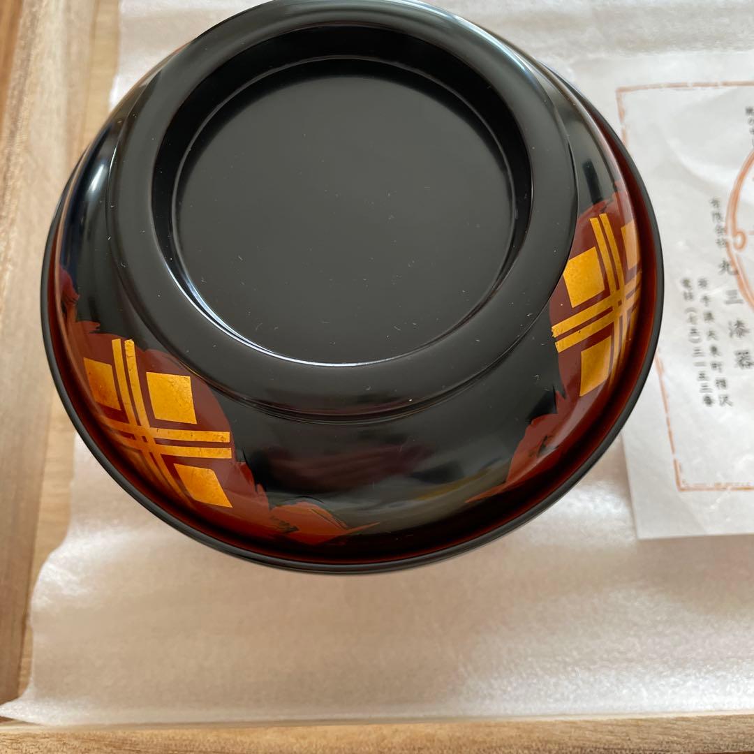 秀衡塗　利休大椀　五客揃　新品　（木箱入り）