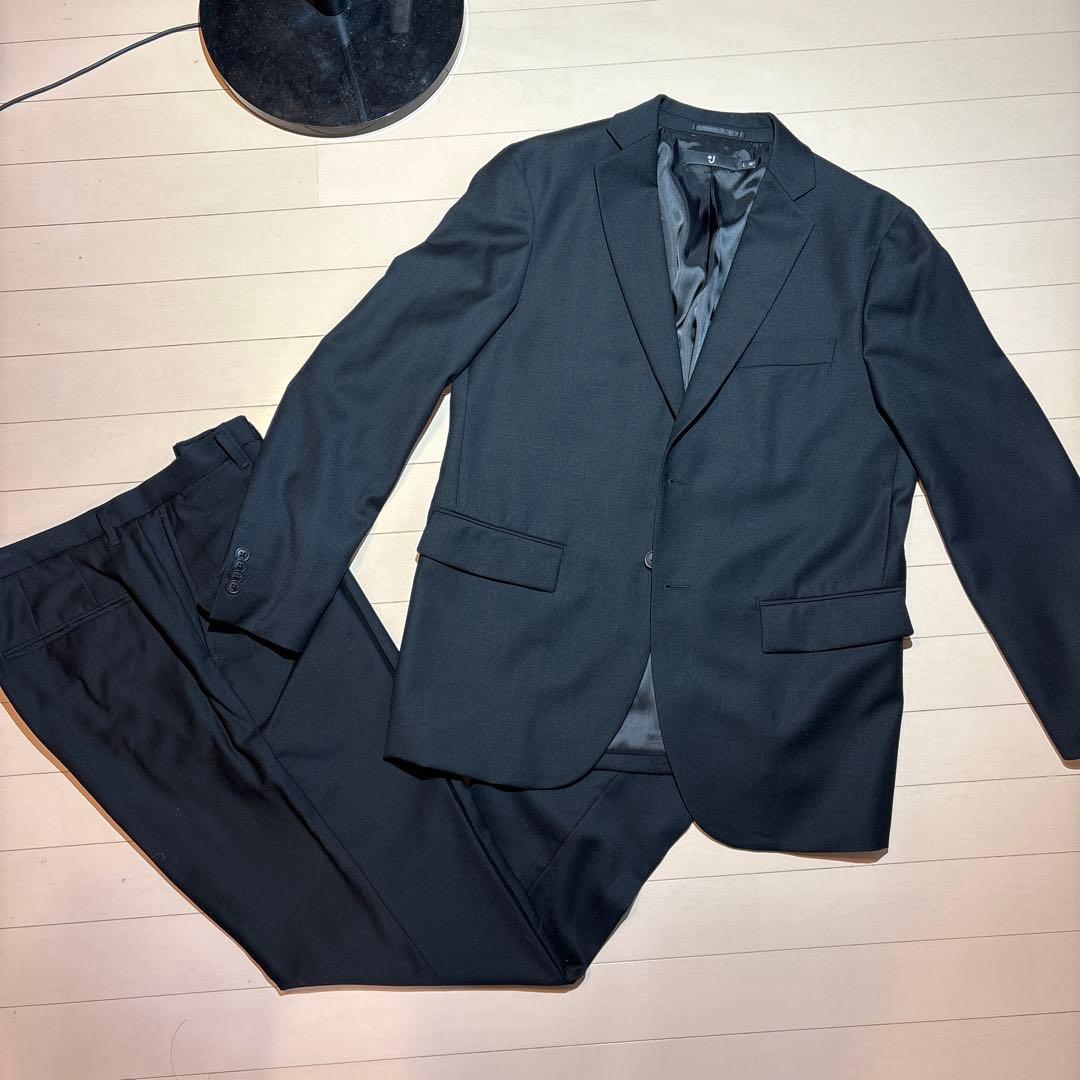 【U】　プラスＪジャケット・パンツセットアップ　黒&ダークグレイ