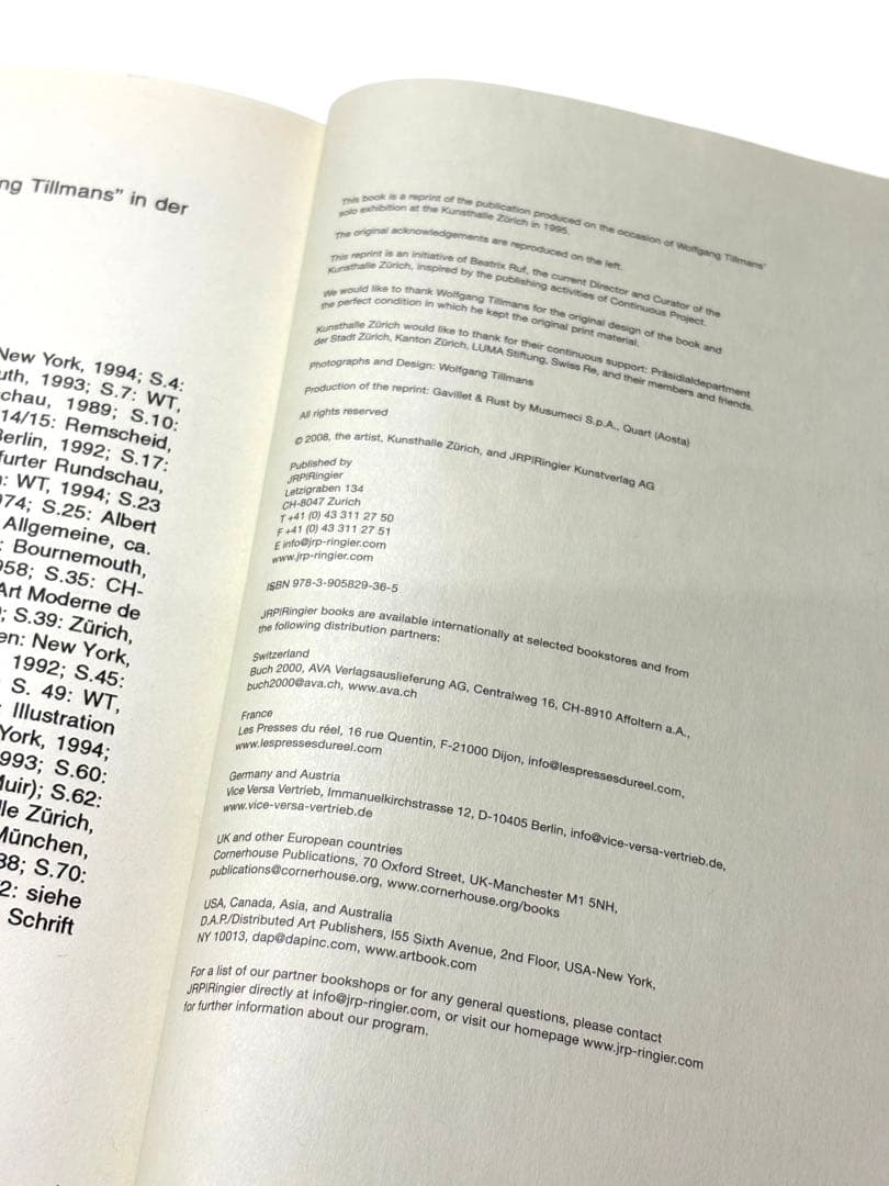 Wolfgang Tillmans 写真集 Kunsthalle Zürich
