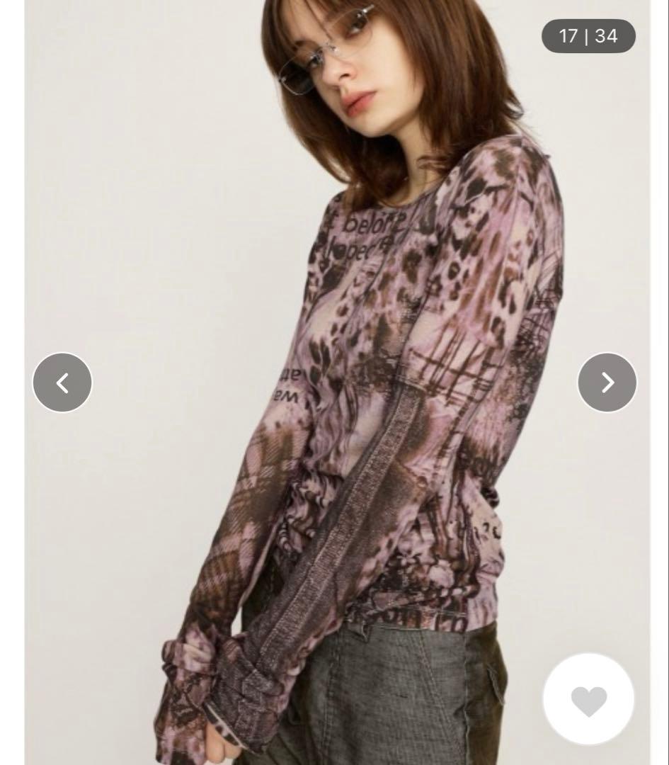 SLY スライ　ブラーリングレオパードカットトップス