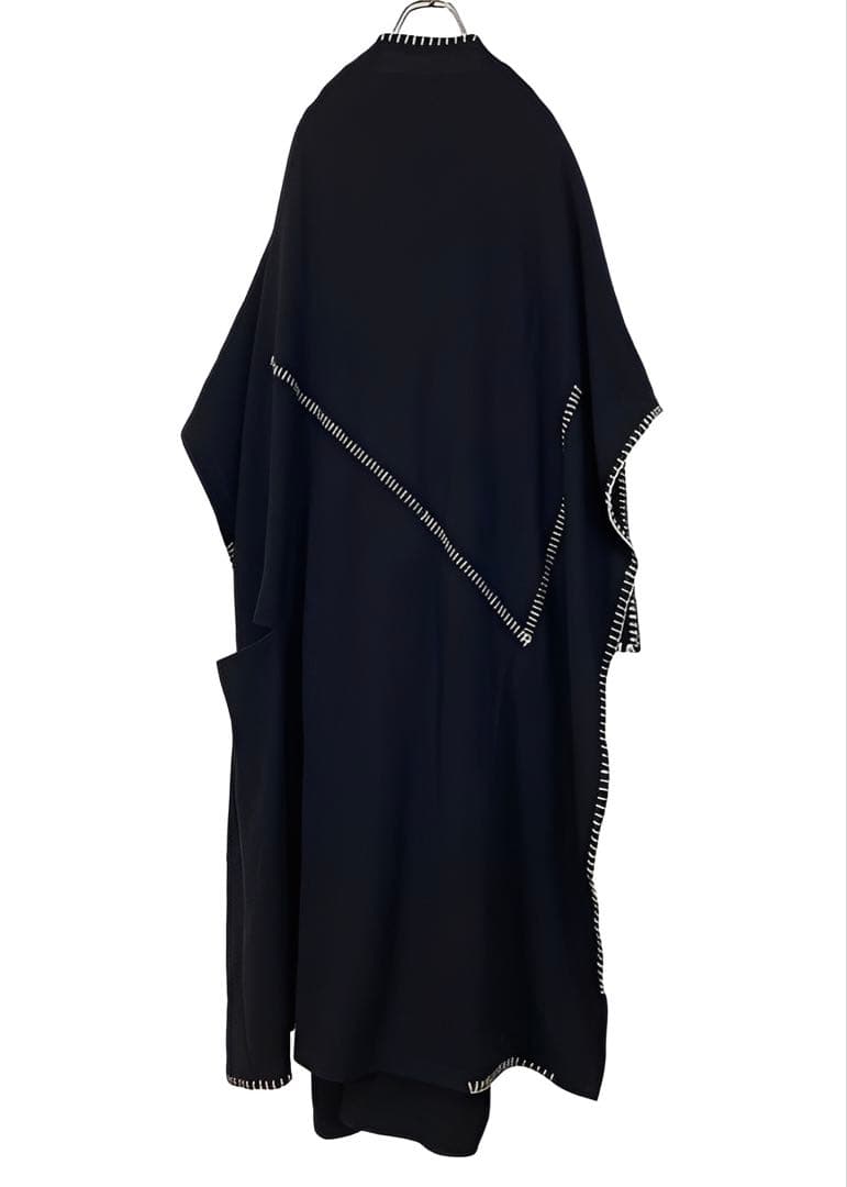 ヨウジヤマモト19AW ウール ハンドステッチ マント 変形ワンピース 黒1