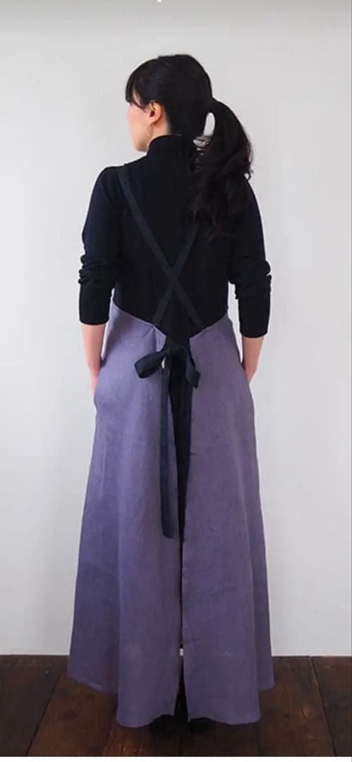 値下げ!若山曜子先生×Fog Linen Work リネンフレアエプロン　藤色