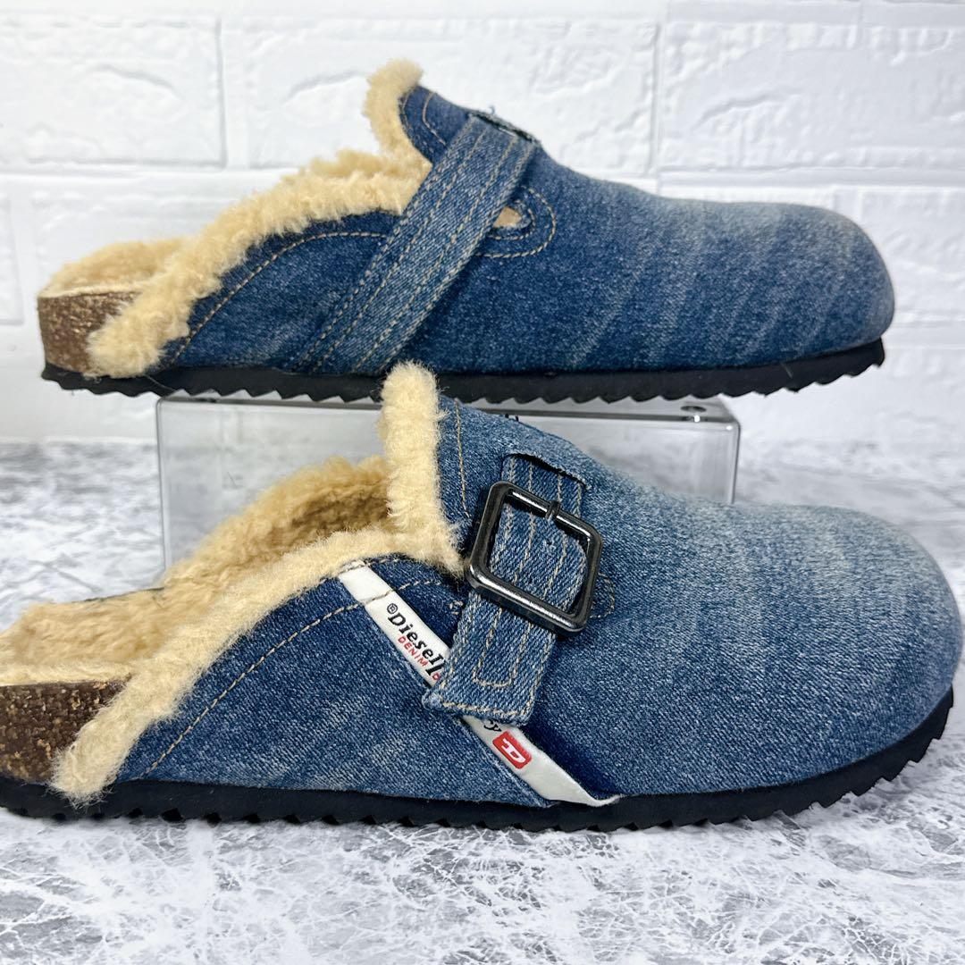 【極美品】DIESEL サンダル クロッグ デニム ボア ワンポイント