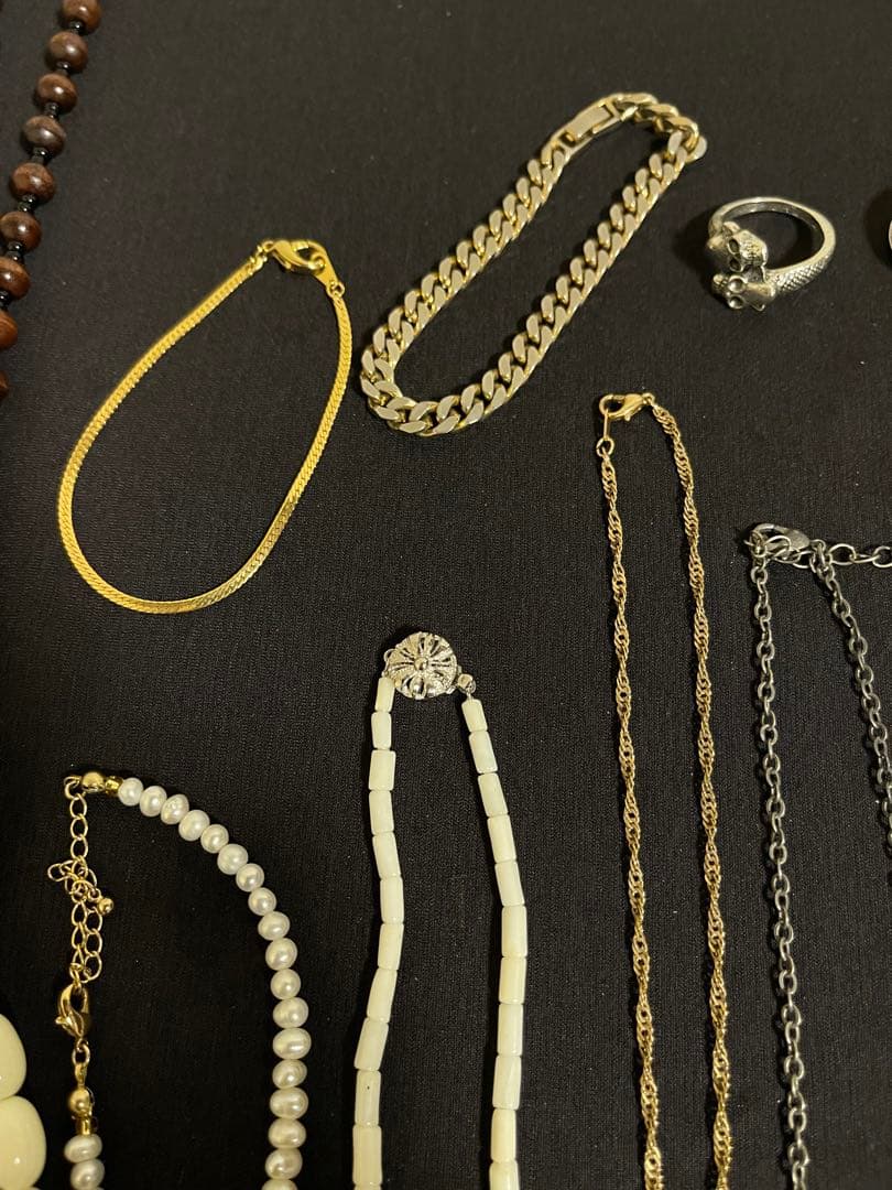 祖母の遺品アクセサリーセット925刻印指輪18k刻印サンゴのネックレス