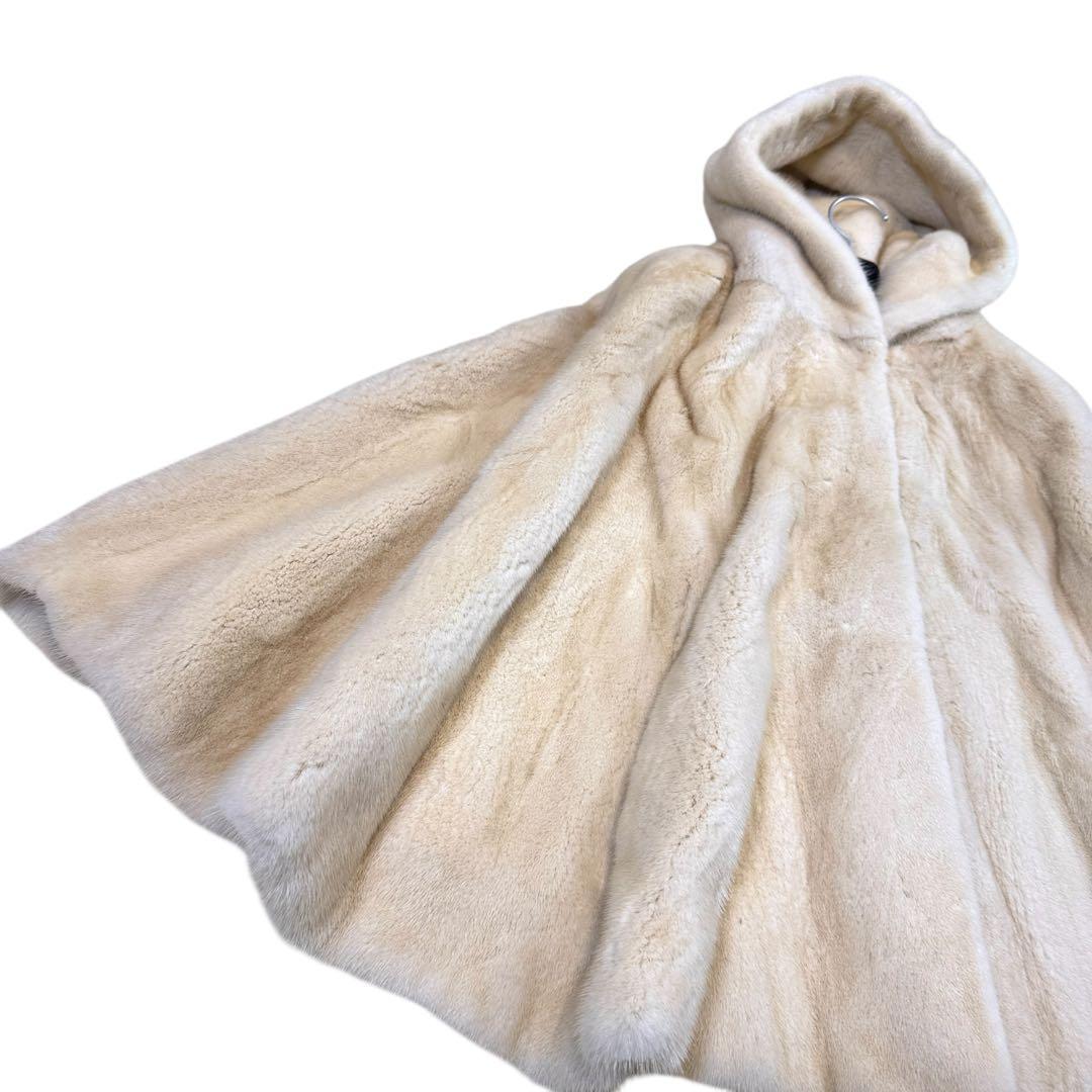 NORTH BEACH コペンハーゲン パールミンク フード付 ポンチョ 本毛皮