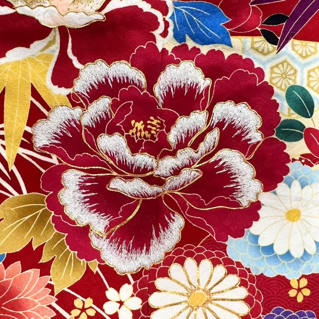 ≪早い者勝ち≫【美品】 振袖セット 成人式 正絹 レトロモダン 赤 S*33　●