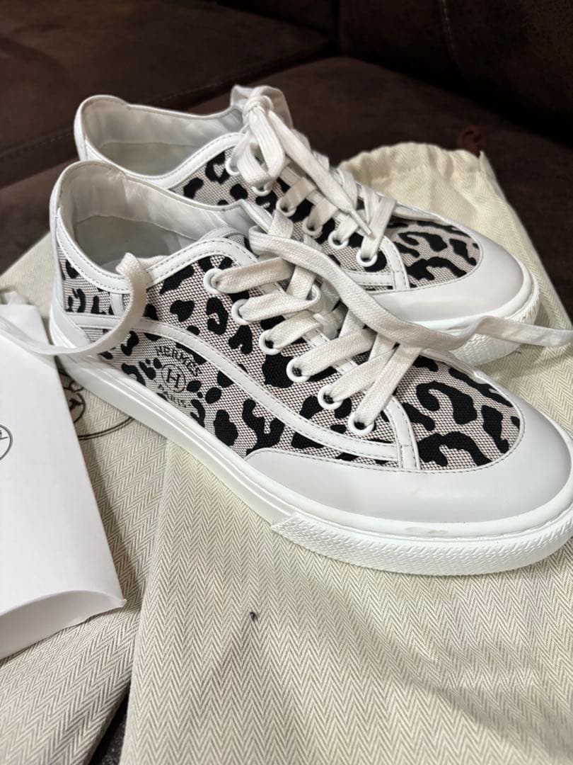 中古美品エルメスHERMESゲットスニーカーレオパード36（22.5～23）