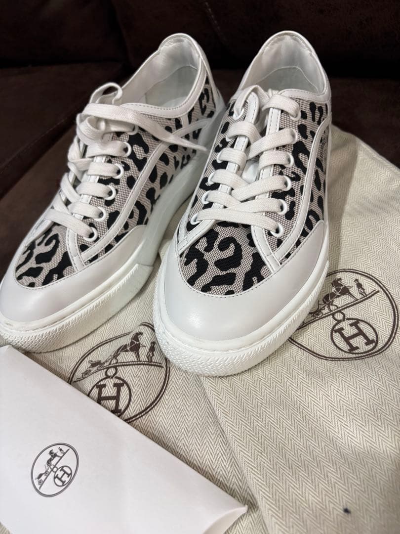 中古美品エルメスHERMESゲットスニーカーレオパード36（22.5～23）