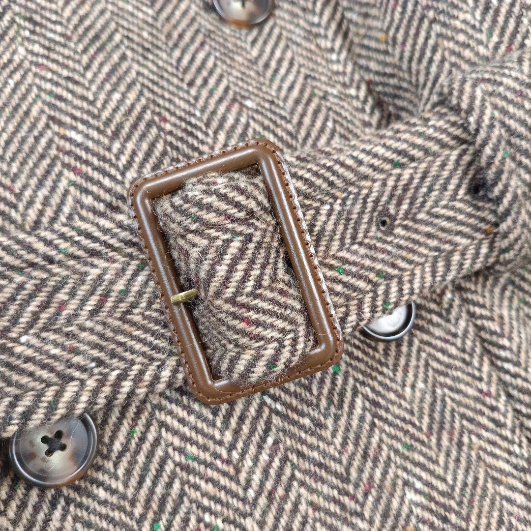 美品✨ポロラルフローレン　ヘリンボーンツイード　ダブル ベルテッドコート　ロング