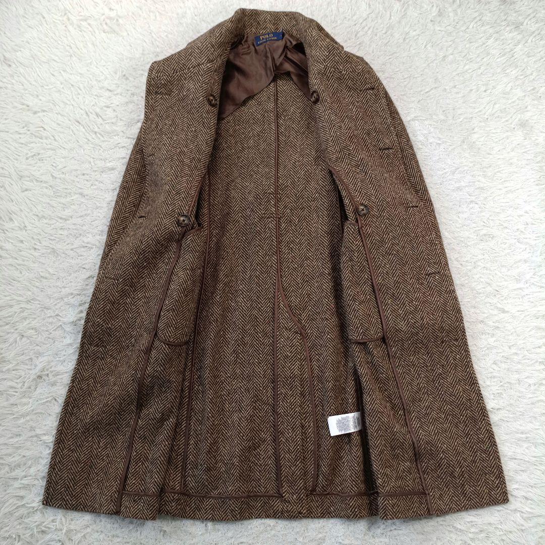 美品✨ポロラルフローレン　ヘリンボーンツイード　ダブル ベルテッドコート　ロング