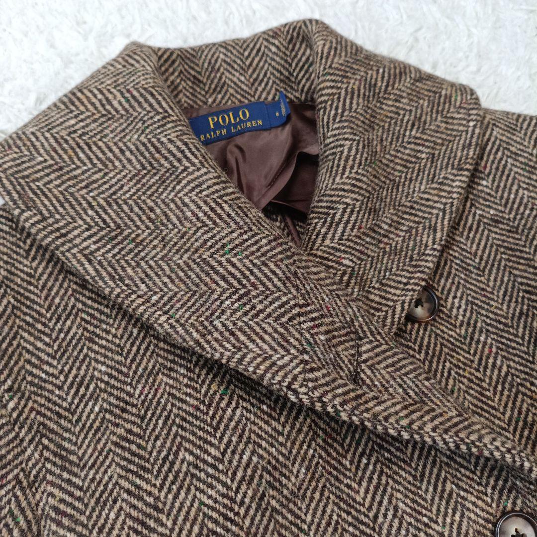 美品✨ポロラルフローレン　ヘリンボーンツイード　ダブル ベルテッドコート　ロング
