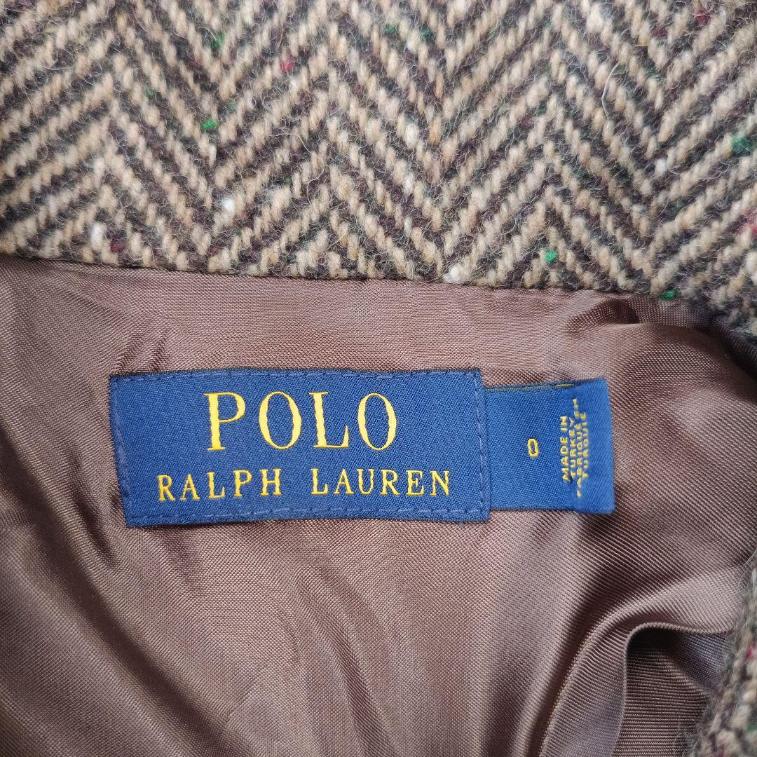 美品✨ポロラルフローレン　ヘリンボーンツイード　ダブル ベルテッドコート　ロング